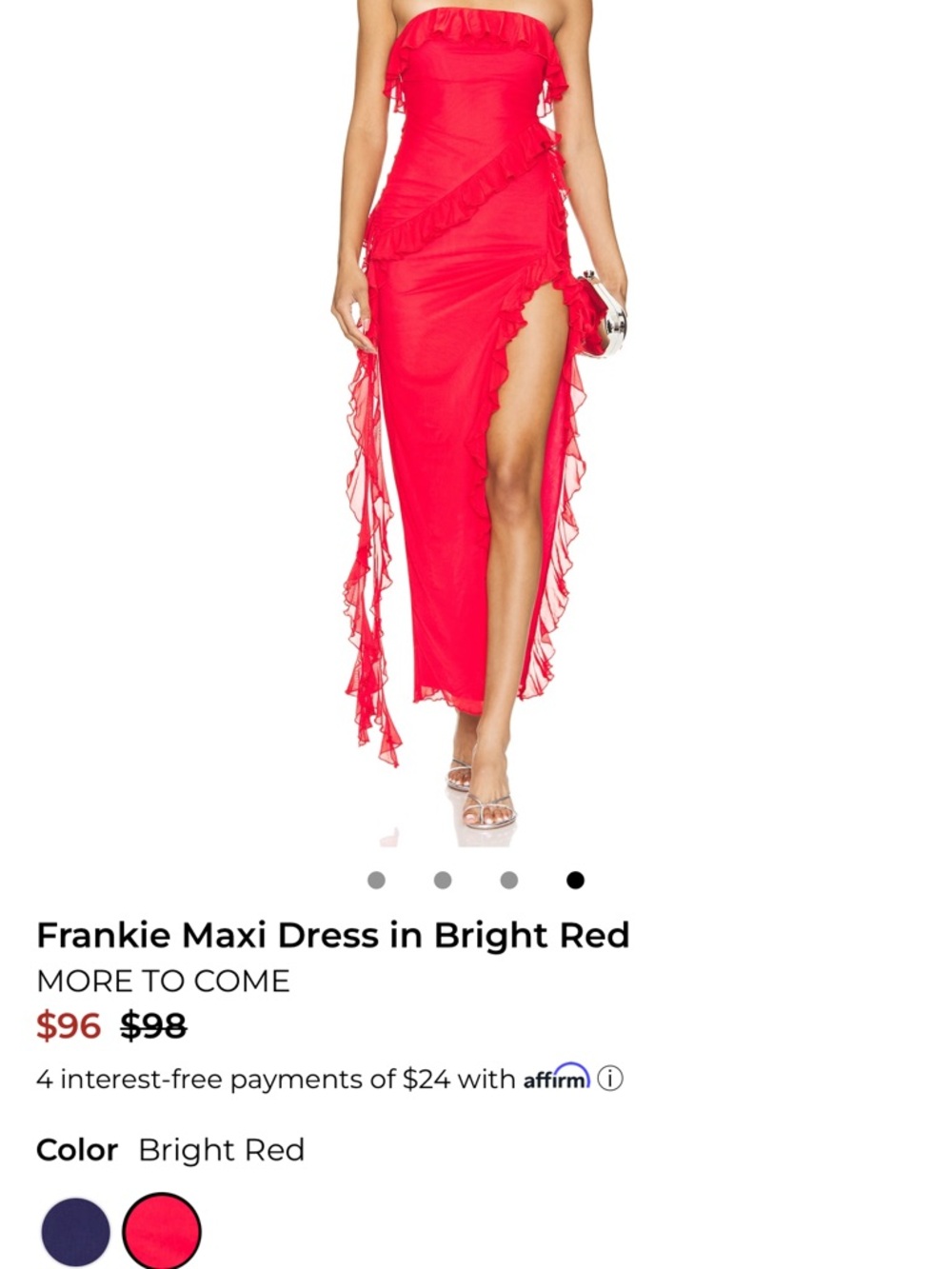 MORE TO COME Frankie Bright Red Strapless Maxi Dress